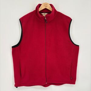 Woolrich Men's Fleece Vest in Red, Sz XL, Full Zip, Pockets Outdoor Chore